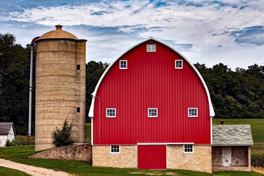 red barn with silo